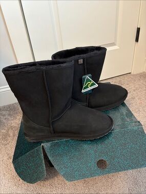 Emu Australia platinum stinger lo Black Suede Sheepskin Boots